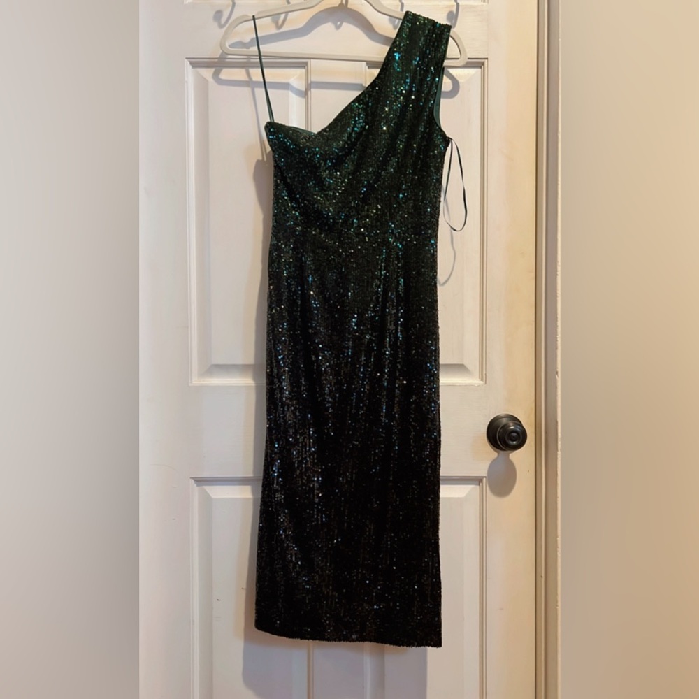 Dress the Population Black Sequin One Shoulder Cocktail Dress NWT Formal Evening - Picture 8 of 9